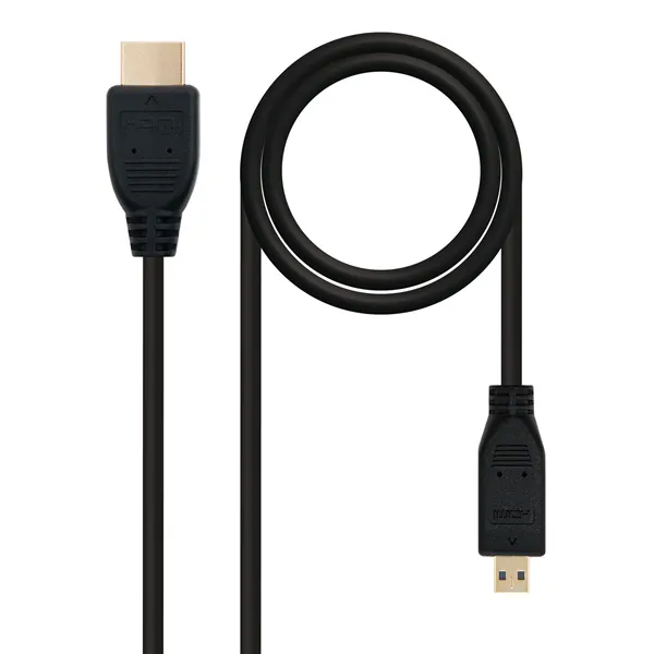 Cable Micro HDMI Nanocable 10.15.3501/ HDMI Macho - Micro HDMI Macho/ 0.8m/ Negro