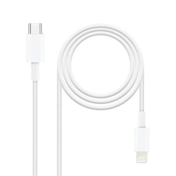 Cable USB 2.0 Tipo-C Lightning Nanocable 10.10.0601/ USB Tipo-C Macho - Lightning Macho/ 1m/ Blanco