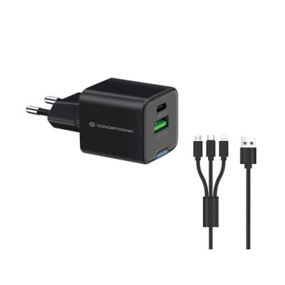 Cargador De Pared Conceptronic Usb-c X1 Usb-ax1 Quickcharge 3.0