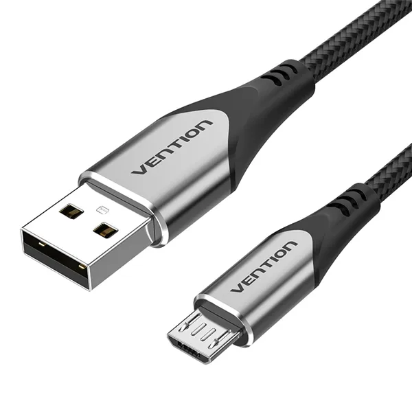 Cable USB 2.0 Vention COAHF/ USB Macho - MicroUSB Macho/ Hasta 60W/ 480Mbps/ 1m/ Gris