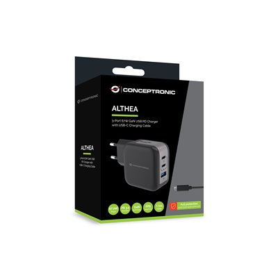 Cargador De Pared Conceptronic Usb-c X2 Usb-ax1 Quickcharge 3.0