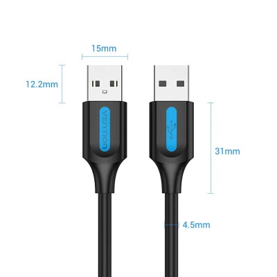 Cable USB 2.0 Vention COJBD/ USB Macho - USB Macho/ 480Mbps/