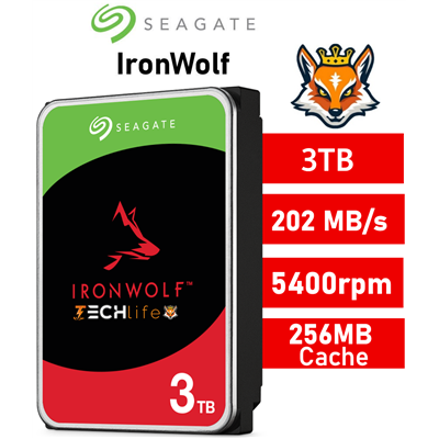 Seagate IronWolf 3TB NAS 5400rpm HDD 3.5" SATA 6GB/s 256MB