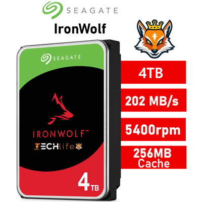 Seagate IronWolf 4TB NAS 5400rpm HDD 3.5" SATA 6GB/s 256MB