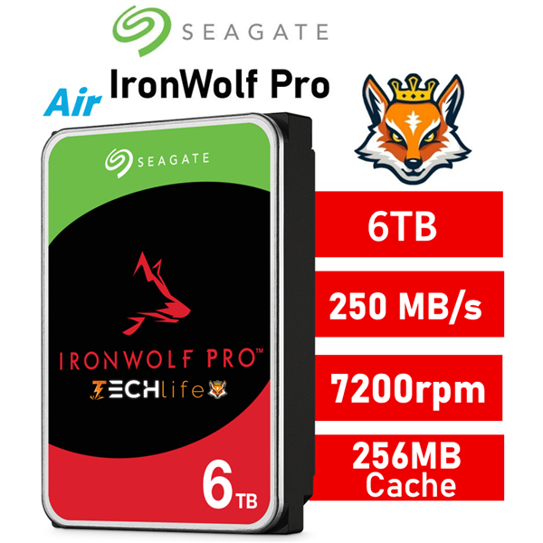 Seagate IronWolf Pro 6TB NAS 7200rpm HDD 3.5" SATA 6GB/s 256MB