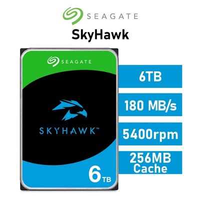 Seagate SkyHawk 6TB para NVR y DVR HDD 3.5" 256MB SATA 6GB/s