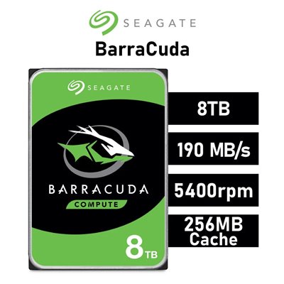 Seagate BarraCuda 8TB HDD 3.5" 5400rpm 256MB SATA 6GB/s