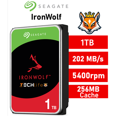 Seagate IronWolf 1TB NAS 5400rpm HDD 3.5" SATA 6GB/s 256MB