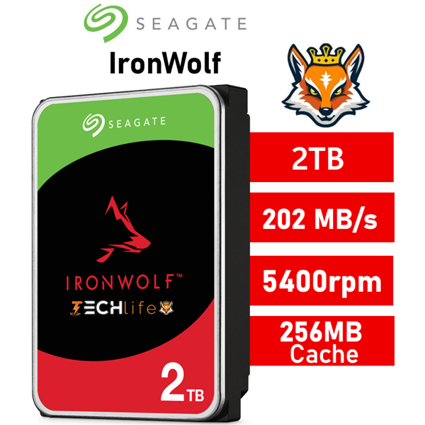 Seagate IronWolf 2TB NAS 5400rpm HDD 3.5" SATA 6GB/s 256MB