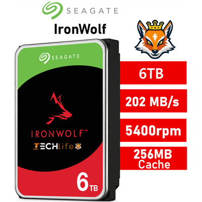 Seagate IronWolf 6TB NAS 5400rpm HDD 3.5" SATA 6GB/s 256MB