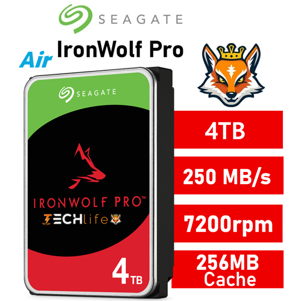 Seagate IronWolf Pro 4TB NAS 7200rpm HDD 3.5" SATA 6GB/s 256MB