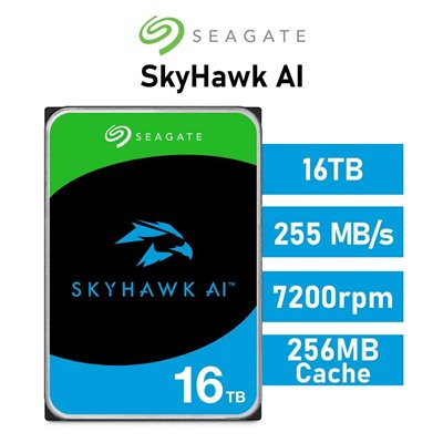 Seagate SkyHawk AI 16TB para NVR y AI 7200rpm HDD 3.5" 256MB