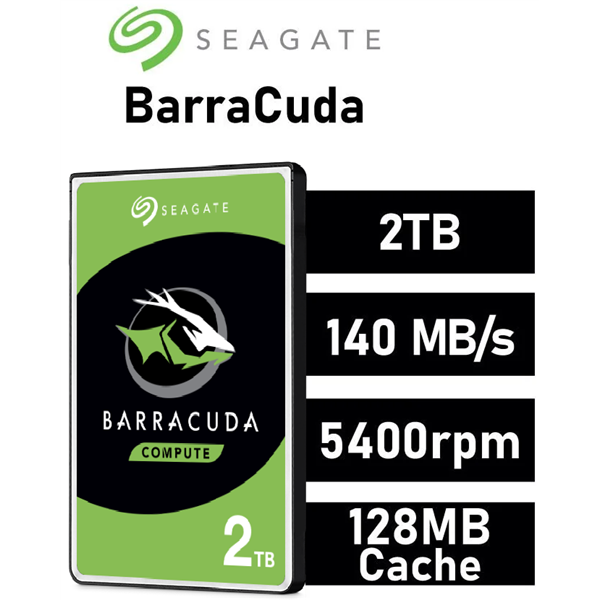 Seagate Barracuda 2TB 2.5" para portatiles 7mm 5400rpm SATA 6GB/s