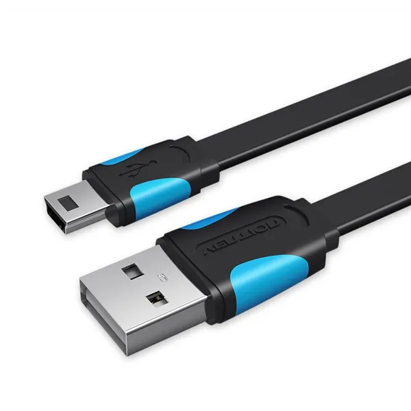 Cable USB 2.0 Vention VAS-A14-B050/ Mini USB Macho - USB Macho/ Hasta 10W/ 480Mbps/ 50cm/ Azul y Negro