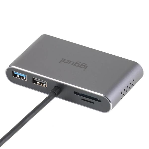 Iggual DOCK USB-C con 2x HDMI/RJ45 Gigabit/1x USB 3.0/2.0/Lector tarjetas SD/Micro/XC para Windows/Mac/Linux, Negro